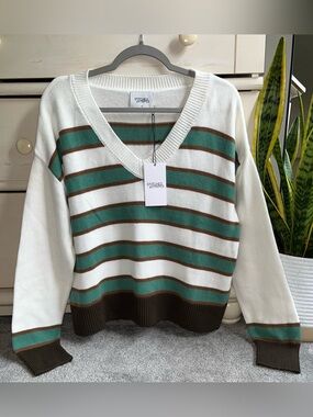 Stitches and Stripes V-Neck Sweater
